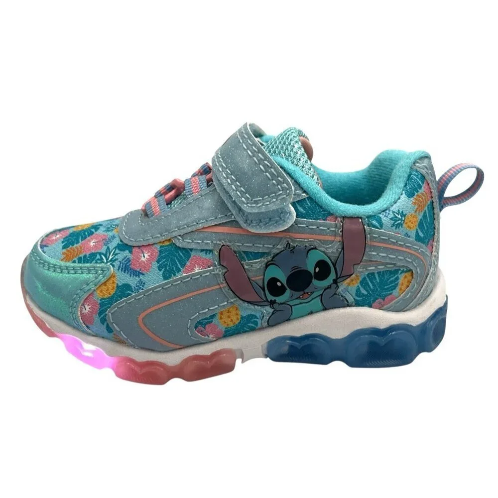New Disney Lilo and Stitch Aloha Toddler Girl Light Up Sneakers Size 7 Shoes Box